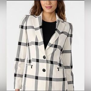 Karl Lagerfeld Paris Women’s Windowpane long sleeves soft jacket